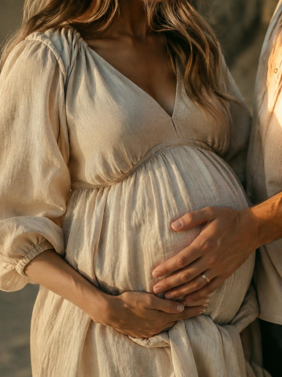 Hände auf einem Babybauch